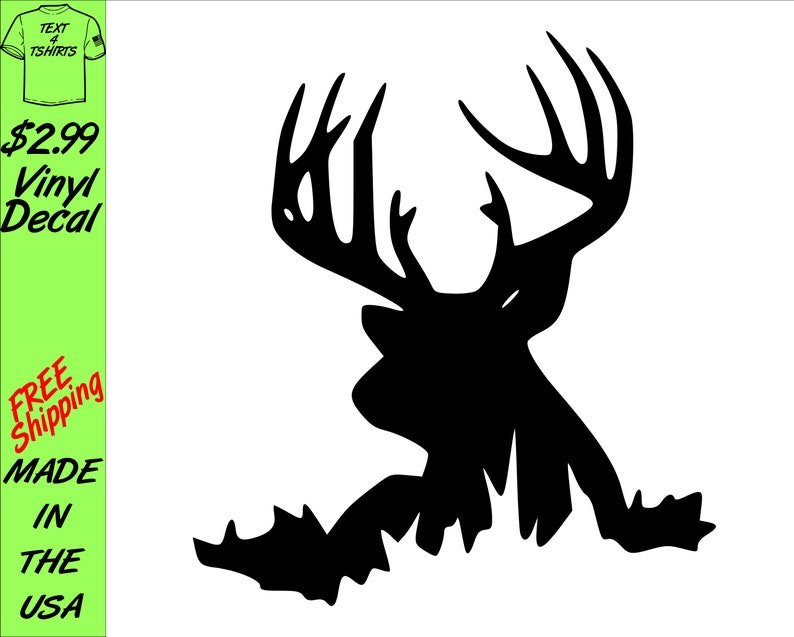 Deer Buck Rack Silhouette Vinyl Decal Sticker Two Colors Adheres to Any