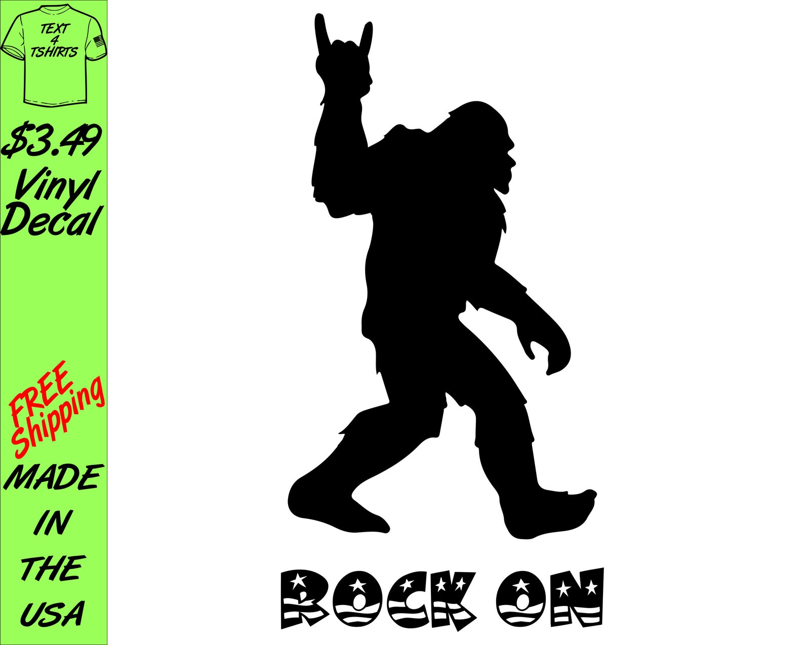 Big Foot Sasquatch Rock on Vinyl Decal Window Wall Sticker Wall,glass