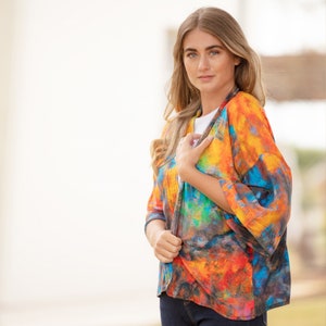 Reflections Art Print Viscose Kimono Top image 1