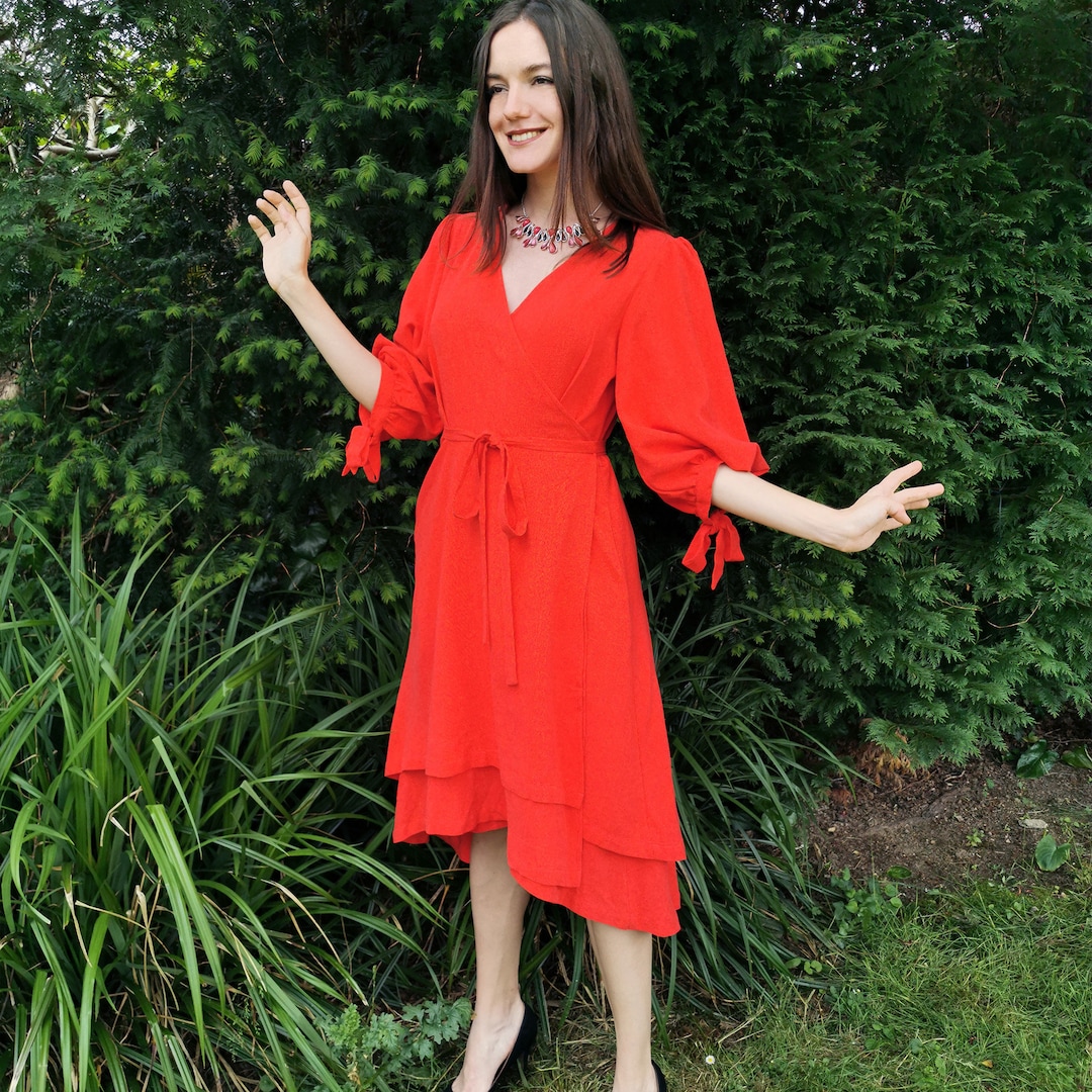 Wells Linen Mix Dress - Coral, Green, Pink