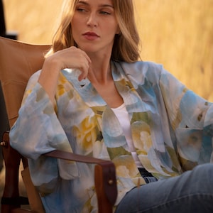 Hydrangea Clouds Art Print Kimono Top