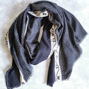 Cheetah Print Viscose Scarf Grey