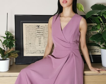 Ravello Midi Dress Dusky Pink with Pockets