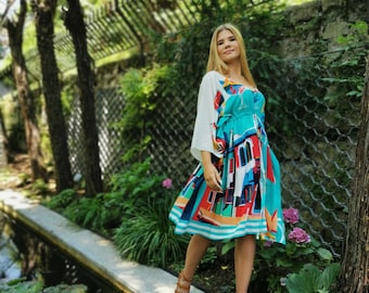 Burano Kaftan Dress With Bold Art Print