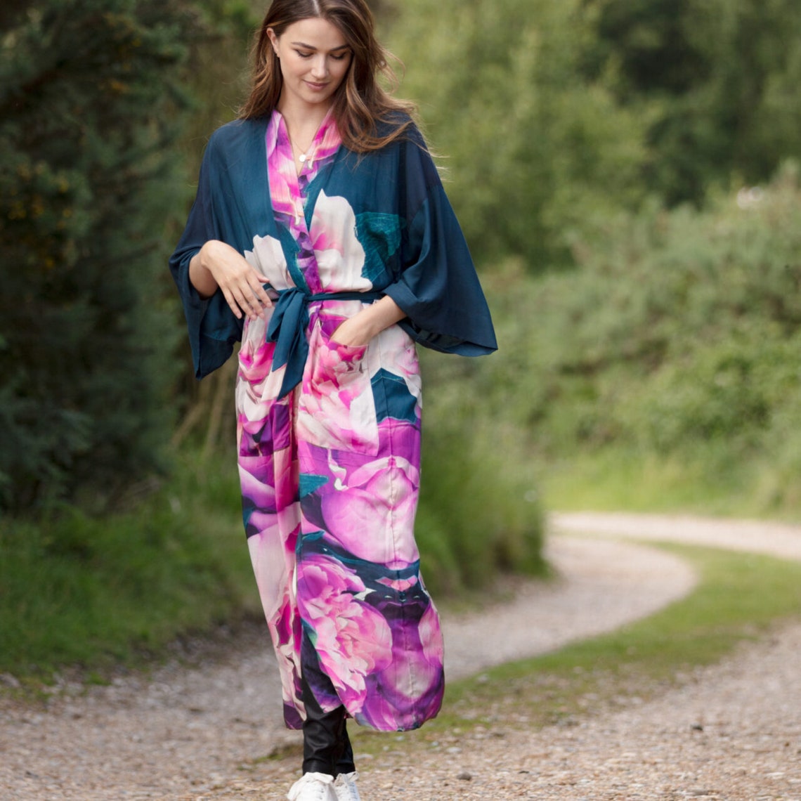 ' Peonies Kimono sleeve' dress Dresses