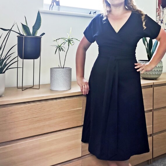 clara jersey dress Fit and Flare in Navy Blue christmas Tree