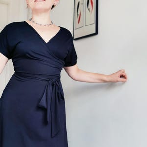 Clara Fit And Flare Jersey Dress in Navy Blue