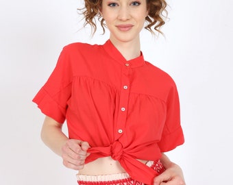Daiquiri Shirt in Red Cotton