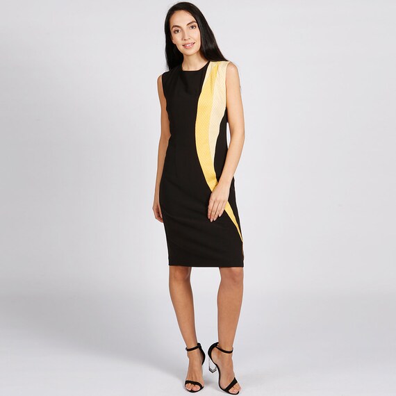 yellow pencil dress