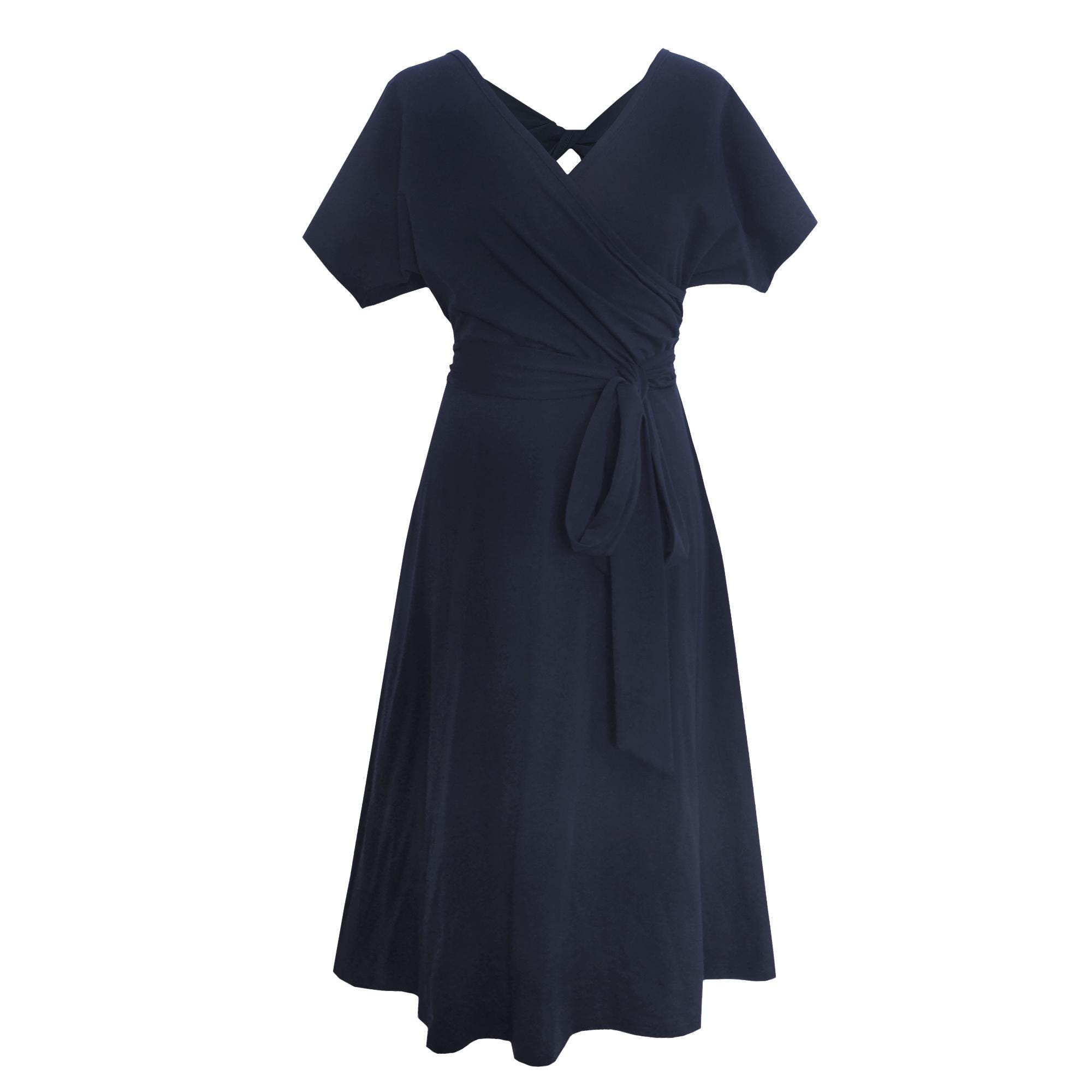 Clara Fit And Flare Jersey Dress in Navy Blue
