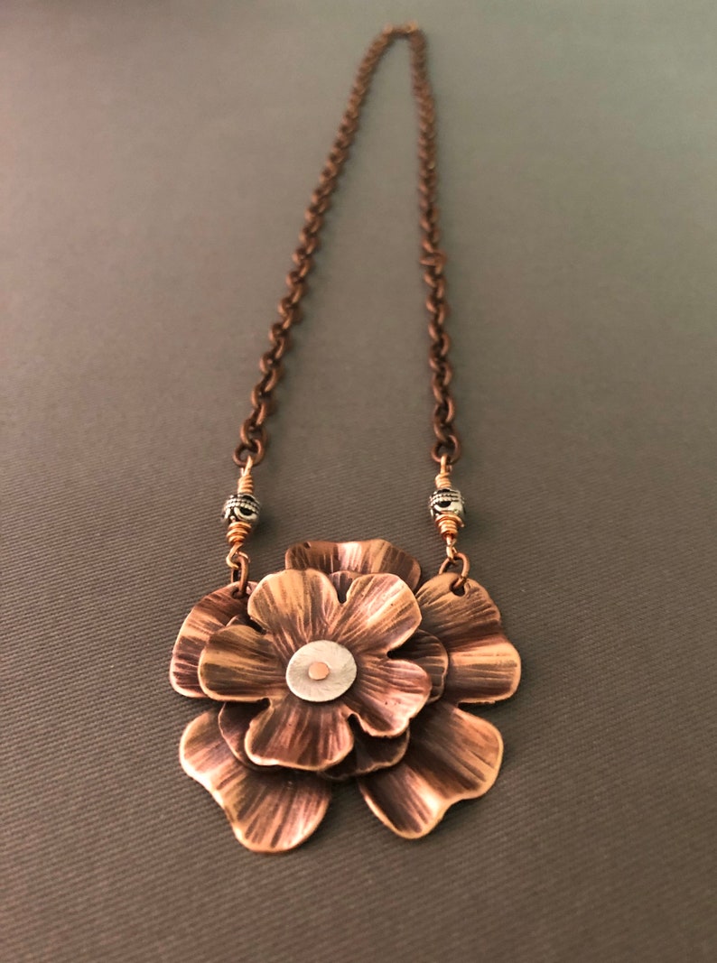 Copper Flower Necklace - Etsy
