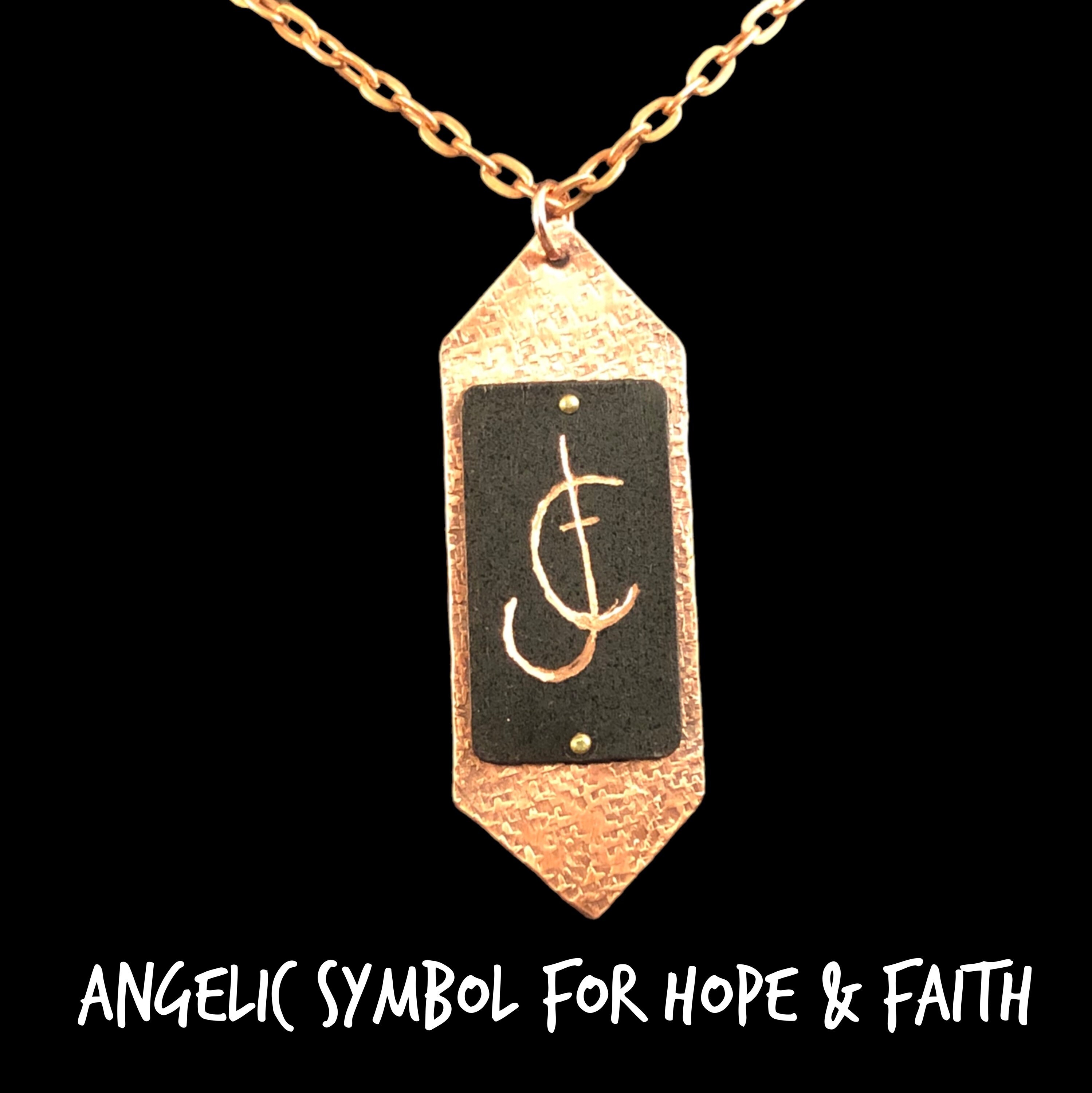 Copper Hope & Faith Symbol Pendant - Etsy