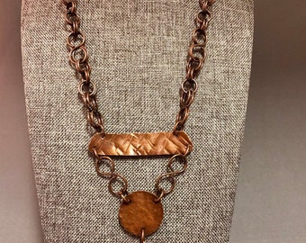 Unique Copper Chain and Pendant Necklace