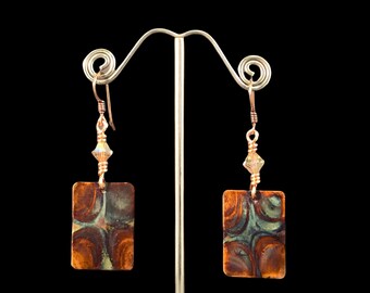 Fire Painted Copper Earrings