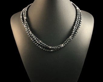 Triple Strand Hematite Necklace