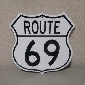 ルート 69、アルミ道路標識、面白い道路標識