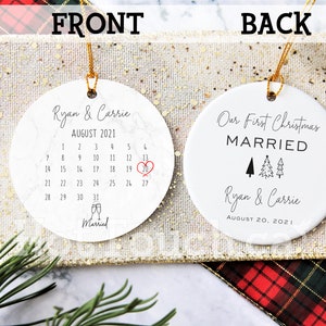 Personalized Married Ornament, Married calendar ornament, Gift for the Couple,  Wedding Gift, Our First Christmas Married XS-ORN-004