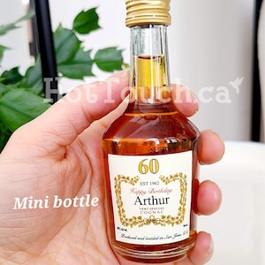 Étiquette de style Mini Cognac, Étiquette de Cognac d'anniversaire, étiquettes personnalisées pour Cognac 50ml, Étiquette de Cognac personnalisée, Étiquettes d'alcool, Étiquette de bouteille de Cognac