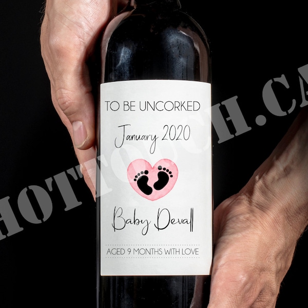 Pregnancy announcement wine label,To be uncorked wine label,baby reveal gift,personalized wine labels,baby announcement,wine labels FM-GG-12