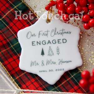 Our First Christmas Engaged with Date Ceramic 2021 Christmas Ornament,Engagement gift,Couples Gift,cute ornaments XS-ORN-8