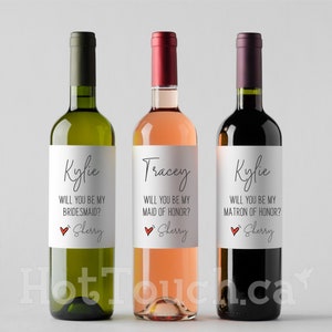 Serez-vous ma demoiselle d’honneur, Étiquette de vin de demoiselle d’honneur, Étiquette de vin de demoiselle d’honneur, Étiquette de vin personnalisée, Étiquette de vin de demoiselle d’honneur WD-BM-32