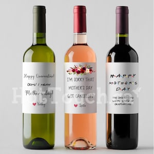 Étiquettes de vin drôles de la fête des mères, étiquettes de vin de quarantaine, étiquette de quarantaine des amis, cadeau de quarantaine drôle, cadeau de quarantaine de la fête des mères FM-MO-41