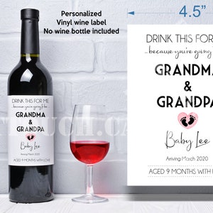 Les grands-parents seront des étiquettes de vin,annonce de bébé,annonce de grossesse,révélation de bébé,étiquettes de vin personnalisées,cadeaux grands-parents FM-GG-10