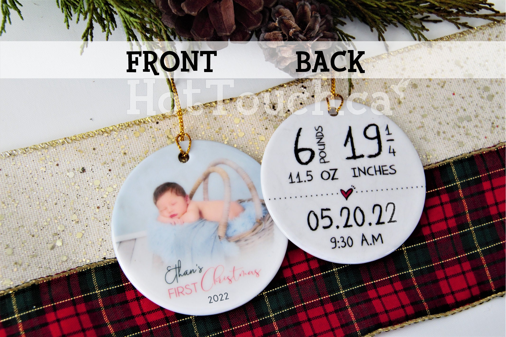 Custom Baby Gift- GKG Baby's First Christmas Ornament Baby Girl Keepsake Baby Girl Gift Ideas Personalized Baby Ornaments