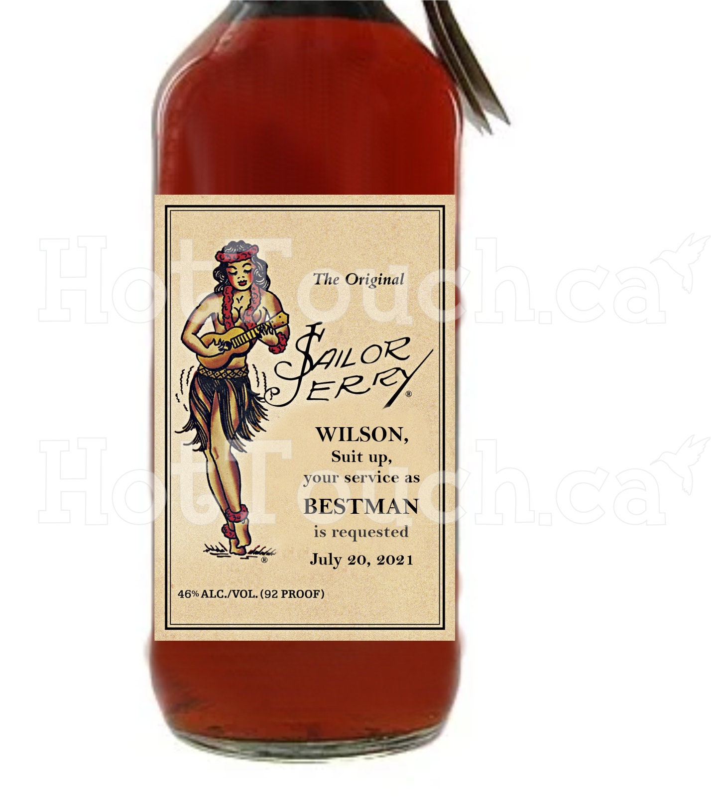Sailor Jerry label, Personalized liquor label, Wedding labels, Rum bottle label, Liquor bottle labels, Bestman gift, Groomsman gift, wedding