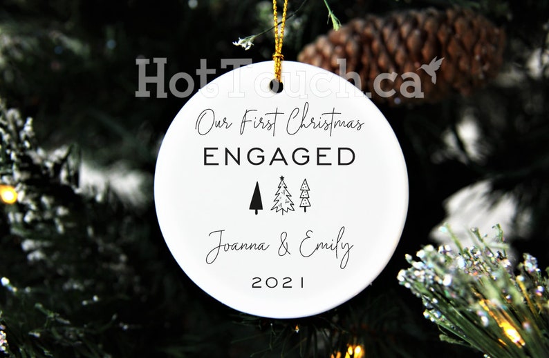 Our First Christmas Engaged with Date Ceramic 2021 Christmas Ornament,Engagement gift,Couples Gift,cute ornaments XS-ORN-8 