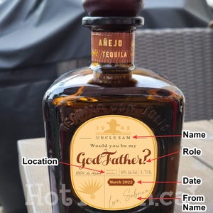 Don Julio Tequila label, reservade tequila Label, Tequila Custom Label, Godfather Bottle label, Don Julio tequila, gift for Godfather