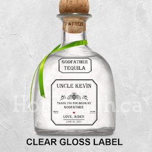 Godfather Tequila label, Godfather Patron Label, Tequila Custom Label, baptism proposal gift, Patron Lovers, Godmother gift, Patron labels