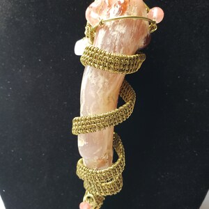 Pendant Large Agate Stone, Copper Wire Wrapped