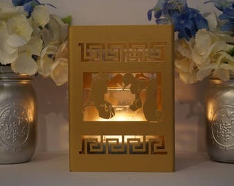Disney Hercules and Megara inspired metal candle holder- Lantern, Centerpiece, Disney Home decor, utensil holder