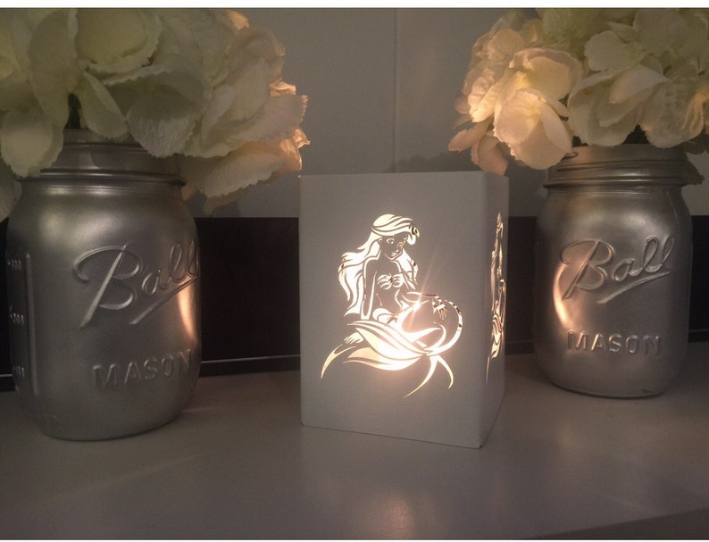 Little Mermaid Ariel metal candle holder, Lantern, Centerpiece, Disney Home decor, utensil holder, Gift image 4