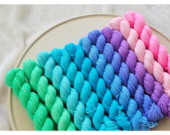 Mermaid Tails Mini Skein Set - 10x20gram - 2 ply Fingering Weight