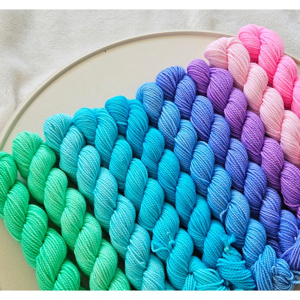 Mermaid Tails Mini Skein Set - 10x20gram - 2 ply Fingering Weight