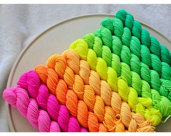 Rainbow Bright Mini Skein Set - 10x20gram - 2 ply Fingering Weight