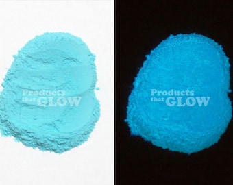 Sky Blue to Neon Blue Glow In The Dark Powder Pigment Waterproof Strontium Aluminate Encapsulated Europium  Art Design  Water Paint Jewelry