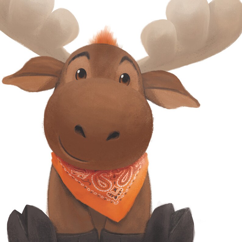 Baby Moose Art // Moose Print // Nursery Room Art // Woodland Etsy