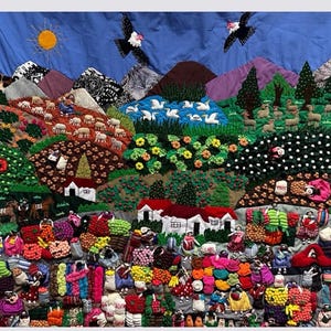 Handmade Appliqué Wall Hanging - Folk Art from Peru | &#39;The Farmer&#39; & &#39;The Jungle&#39; Designs