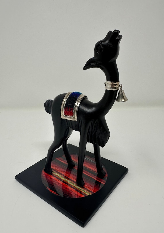 Hand-Carved Cedar Vicuña Sculpture - Luxury Wooden Art