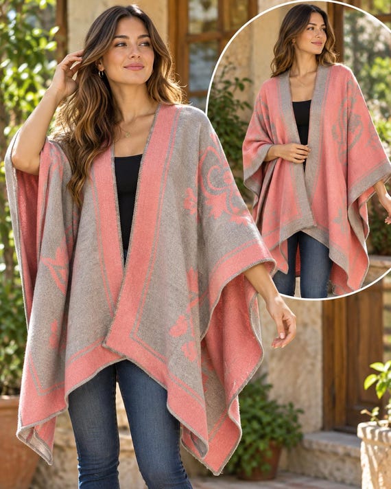 Alpaca wool cape reversible
