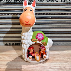 Handmade Ceramic Llama Nativity - Adorable Peruvian Artistry