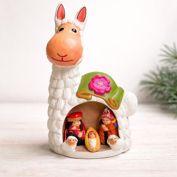 Handmade Ceramic Llama Nativity - Adorable Peruvian Artistry