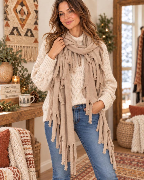 Boho style alpaca baby scarf