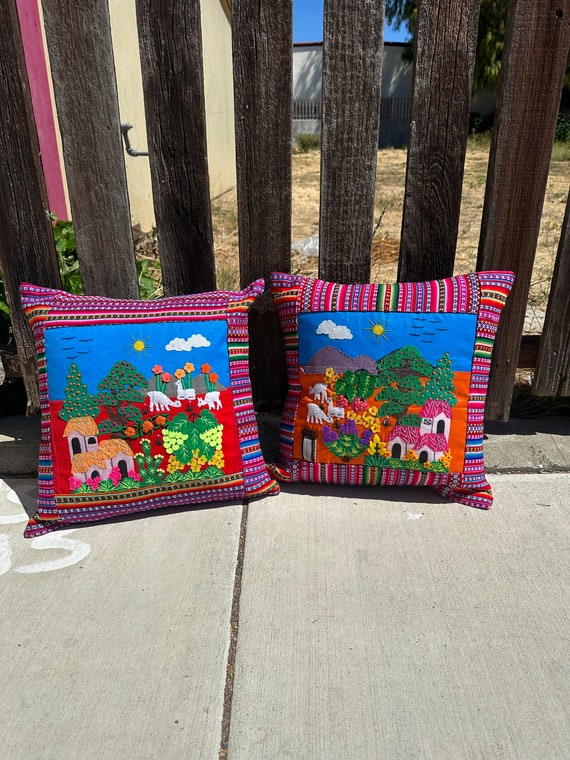 Peruvian Hand-Appliquéd Pillows – Artistry for Your Home Decor - Set of 2