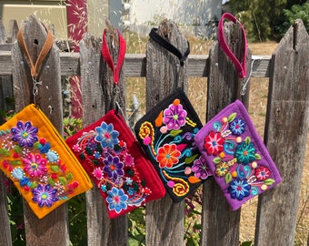 Vibrant Peruvian Boho Embroidered Pouch Bag: Unique and Colorful Statement Piece