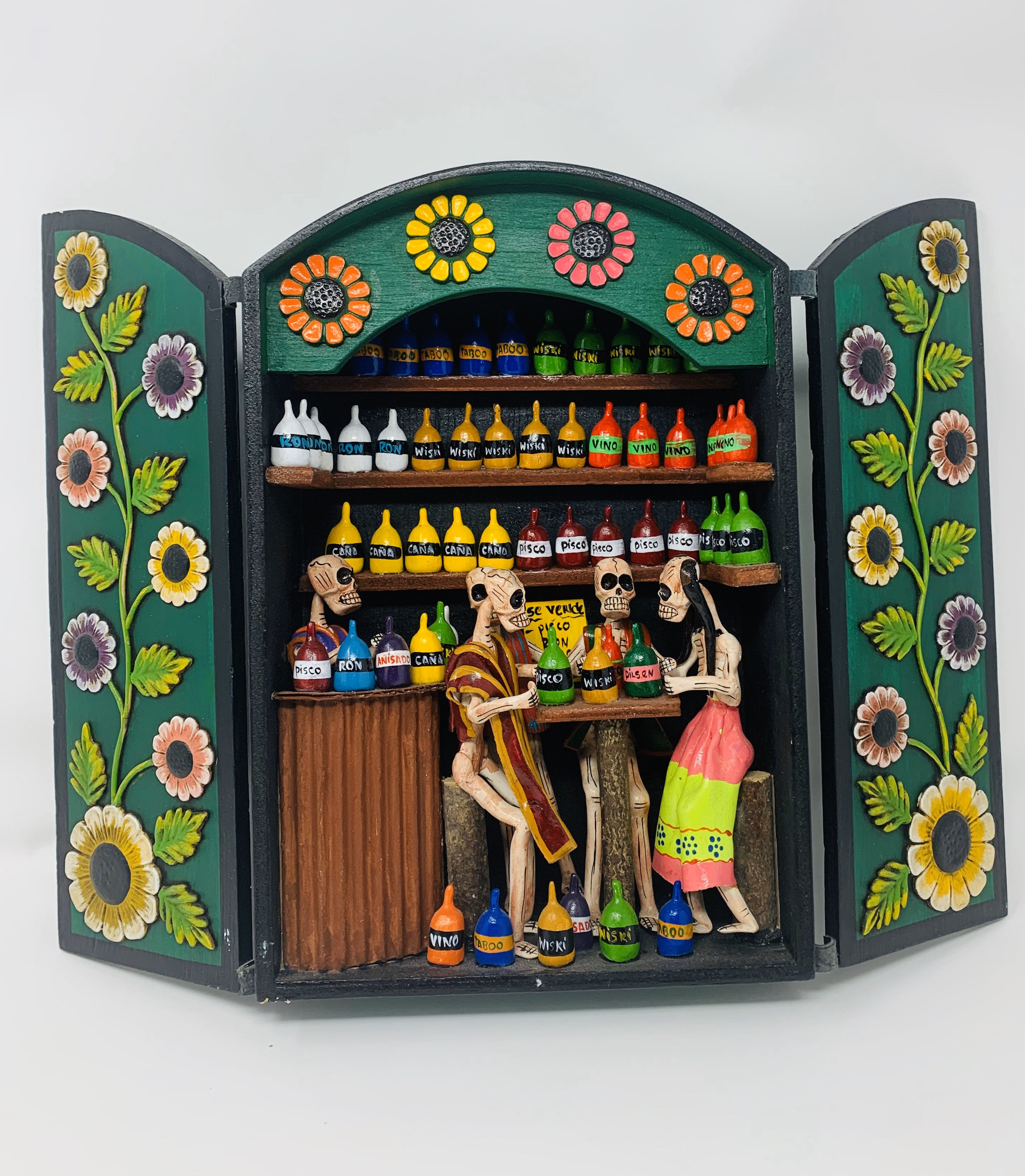 Folk Art wood Retablo Diorama/ the day of the death