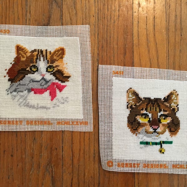 Jahrgang 1970 paar Sonnenuntergang Design abgeschlossen Cat Nadelspitze Bilder 5 "x 5" brauchen nur Rahmen!